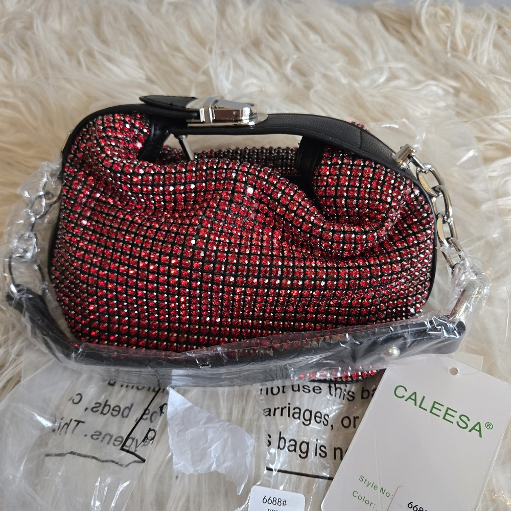 Red Crystal Rhinestone Mini Shoulder Bag - Women - Picture 2 of 6